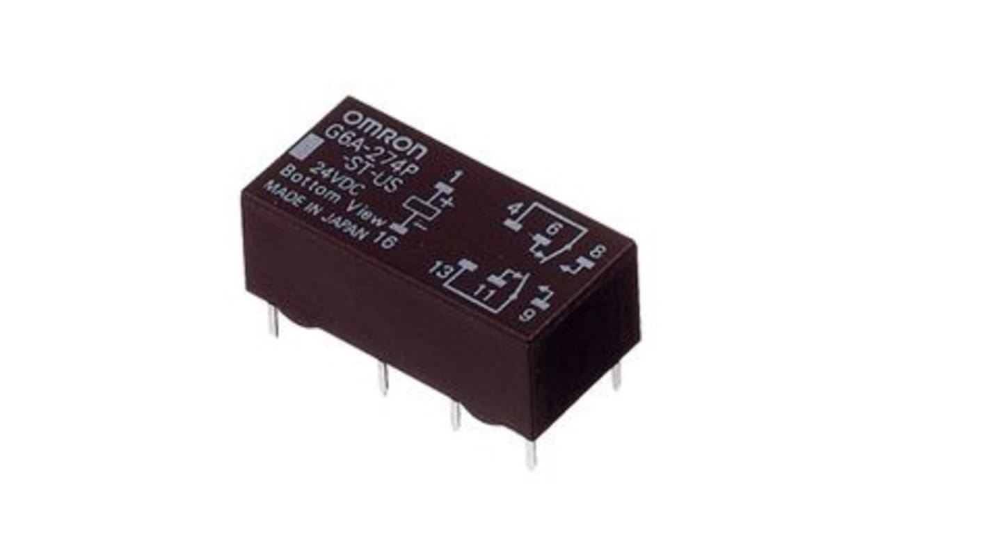 Omron PCB Mount Signal Relay, 24V dc Coil, 2A Switching Current, DPDT