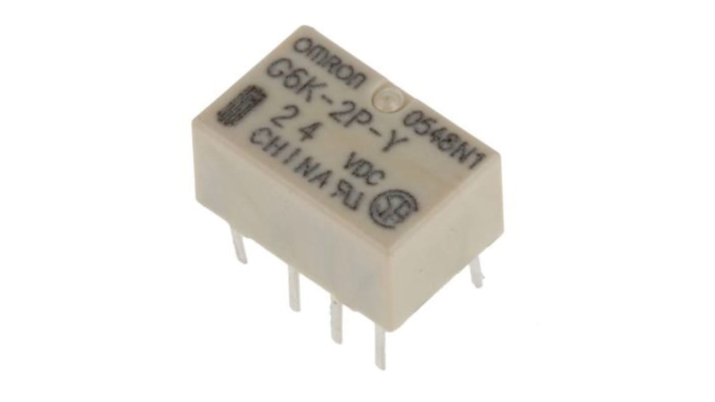 Omron PCB Mount Signal Relay, 24V dc Coil, 1A Switching Current, DPDT