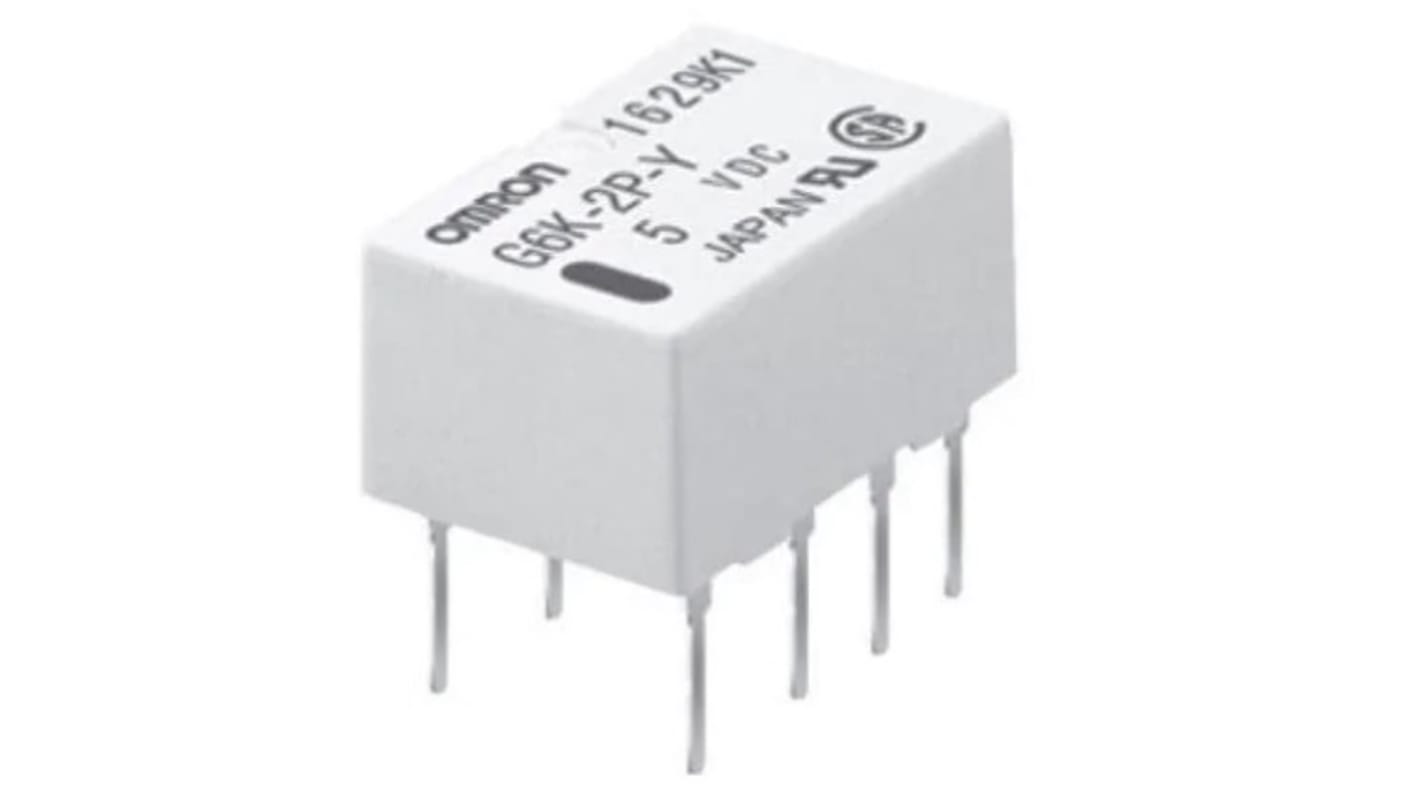 Omron PCB Mount Signal Relay, 5V dc Coil, 1A Switching Current, DPDT