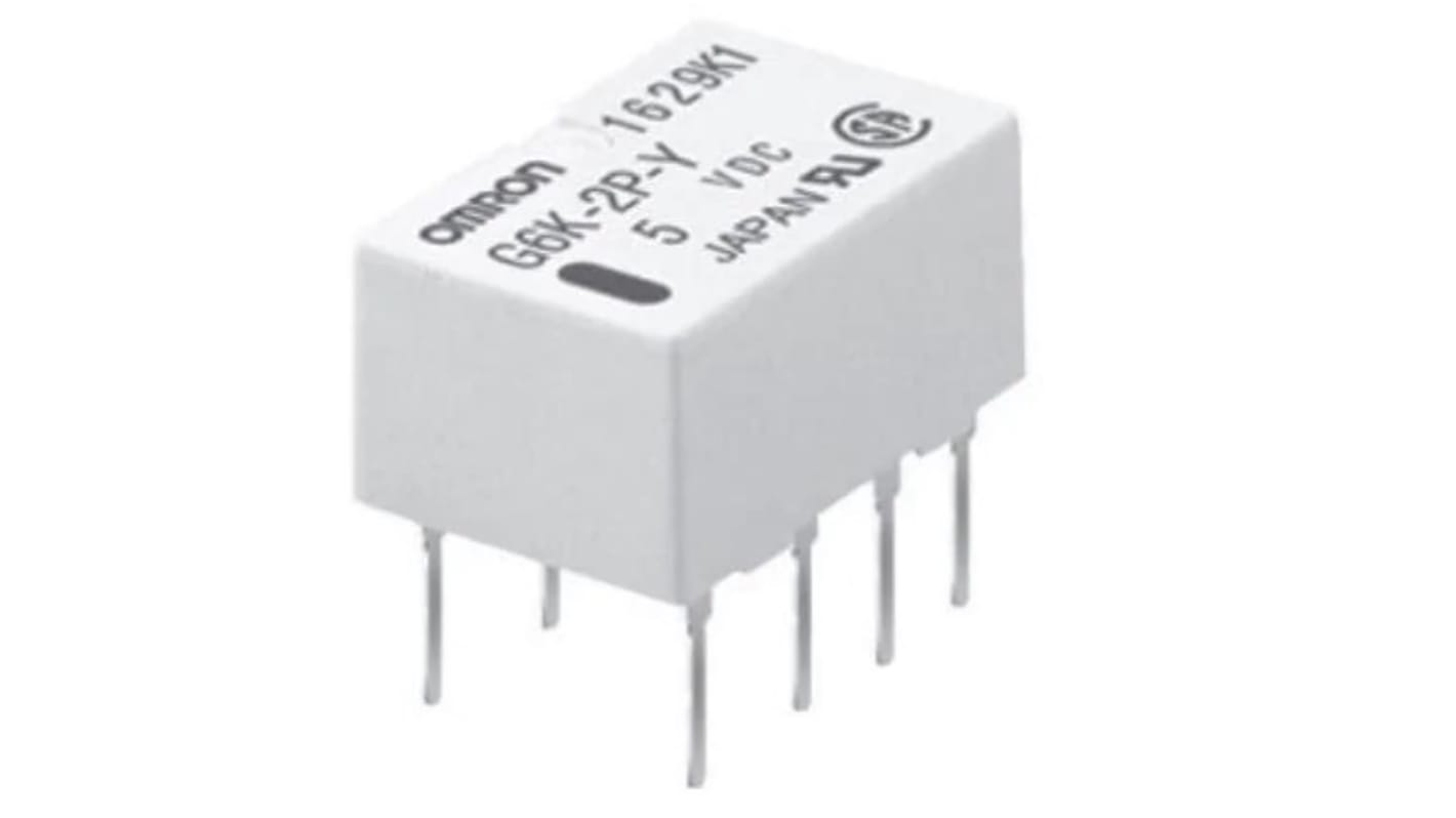 Omron PCB Mount Signal Relay, 5V dc Coil, 1A Switching Current, DPDT