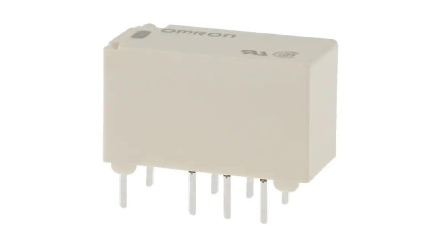 Omron PCB Mount Signal Relay, 12V dc Coil, 2A Switching Current, DPDT