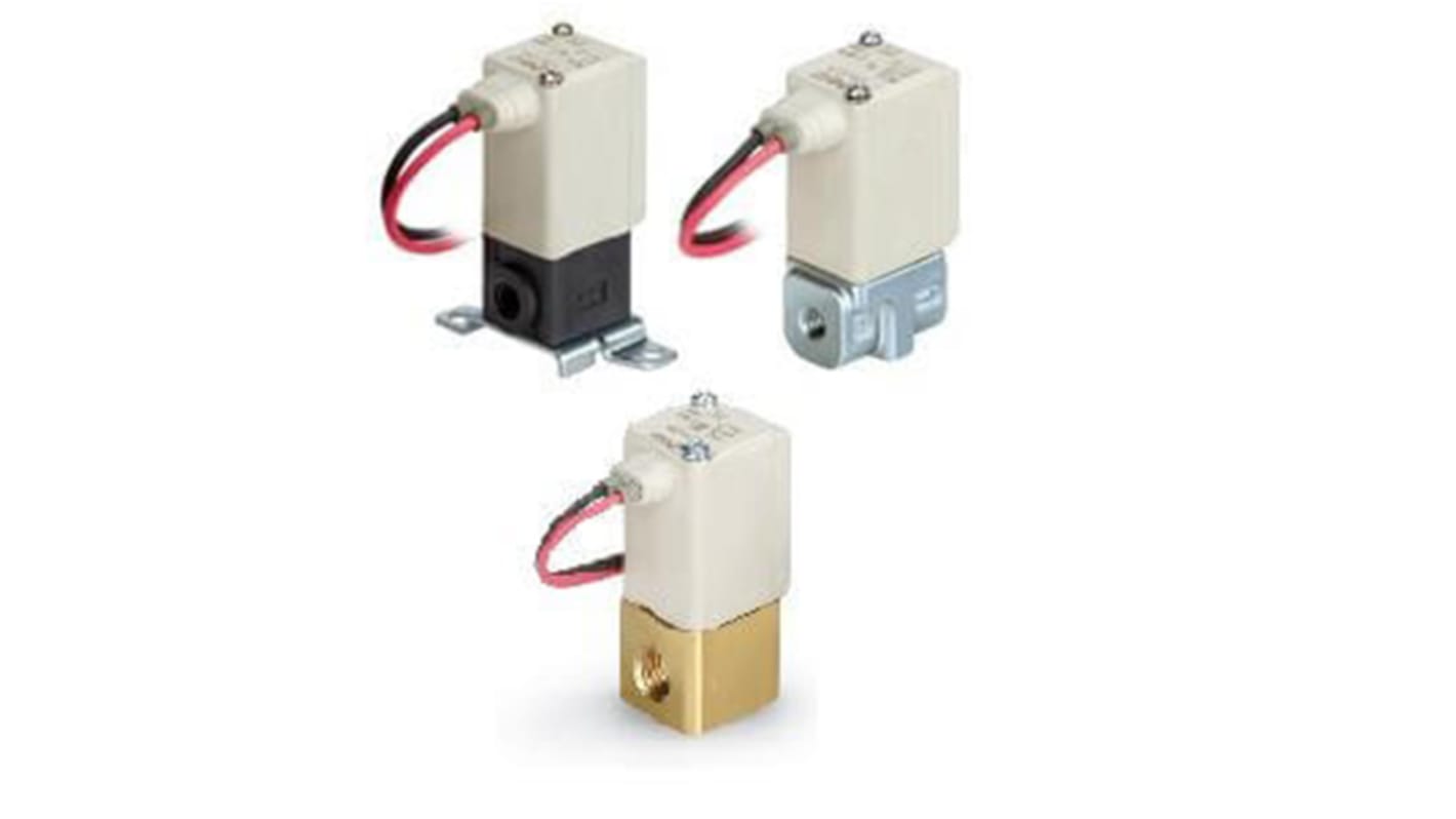 Válvula de solenoide SMC de 2 puertos, Directo, NC de 24 V CC