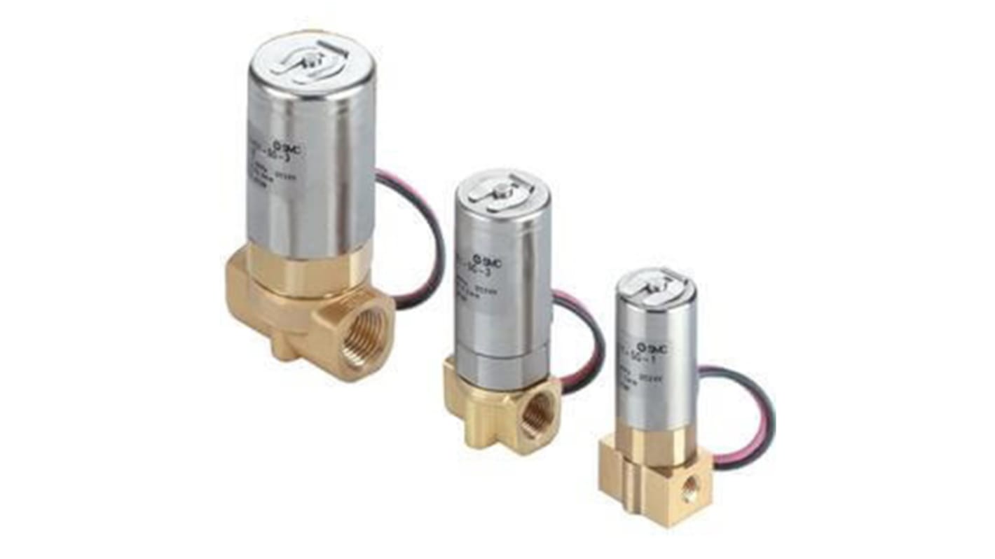 Válvula de solenoide SMC de 2 puertos, Solenoide, NC de 24 V CC