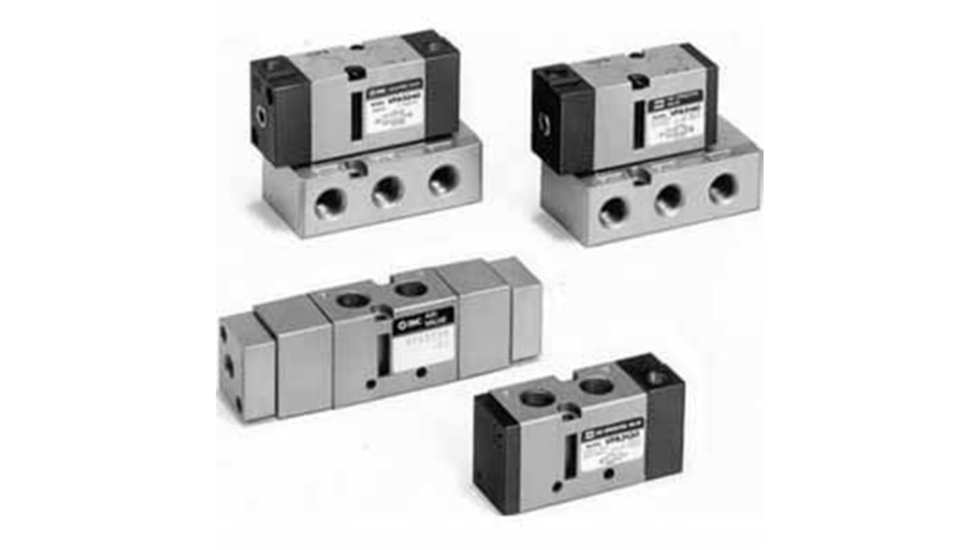 Electroválvula neumática SMC, Serie VFA3, Rosca Rc 1/8, Solenoide, Con puertos en cuerpo