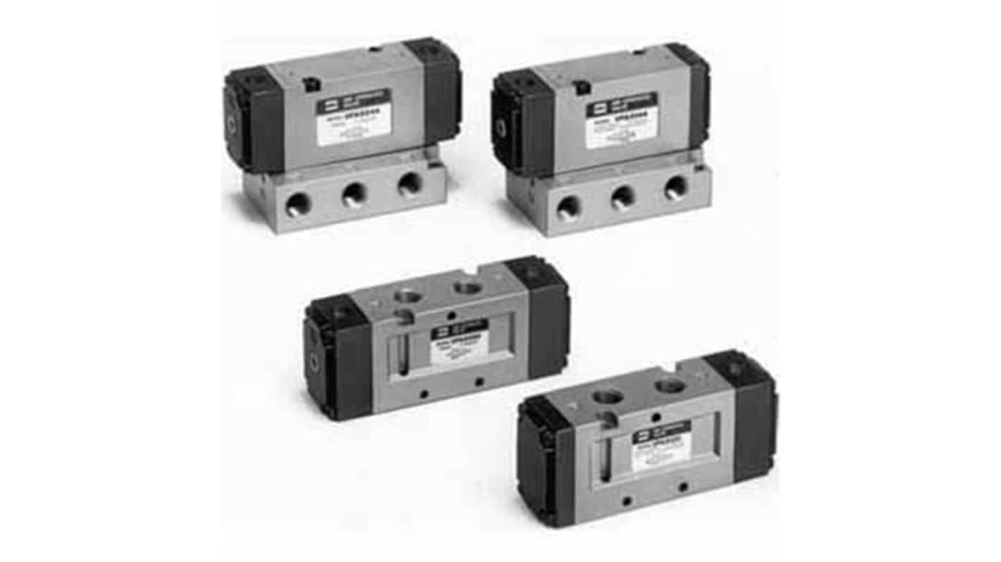 Electroválvula neumática SMC, Serie VFA3, Rosca Rc 1/4, Solenoide, Con puertos en cuerpo