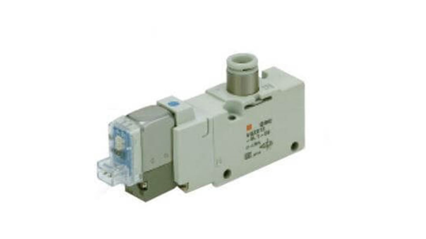 Electroválvula neumática SMC, Serie VQZ300, Rosca Rc 1/4, Solenoide, Con puertos en cuerpo