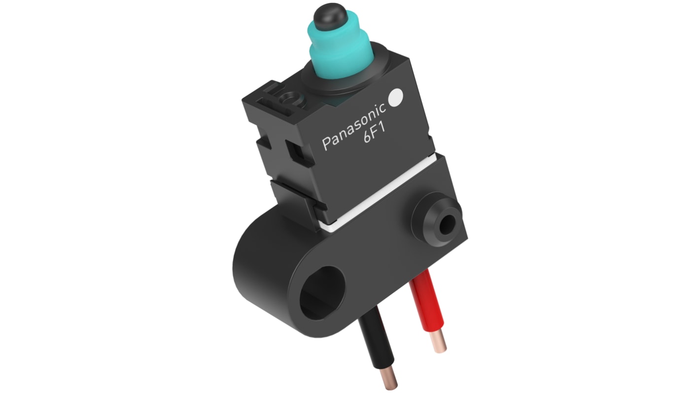 Panasonic Pin Plunger Snap Action Micro Switch, Wire Lead Terminal, 50mA at 16V DC, SPST, IP67