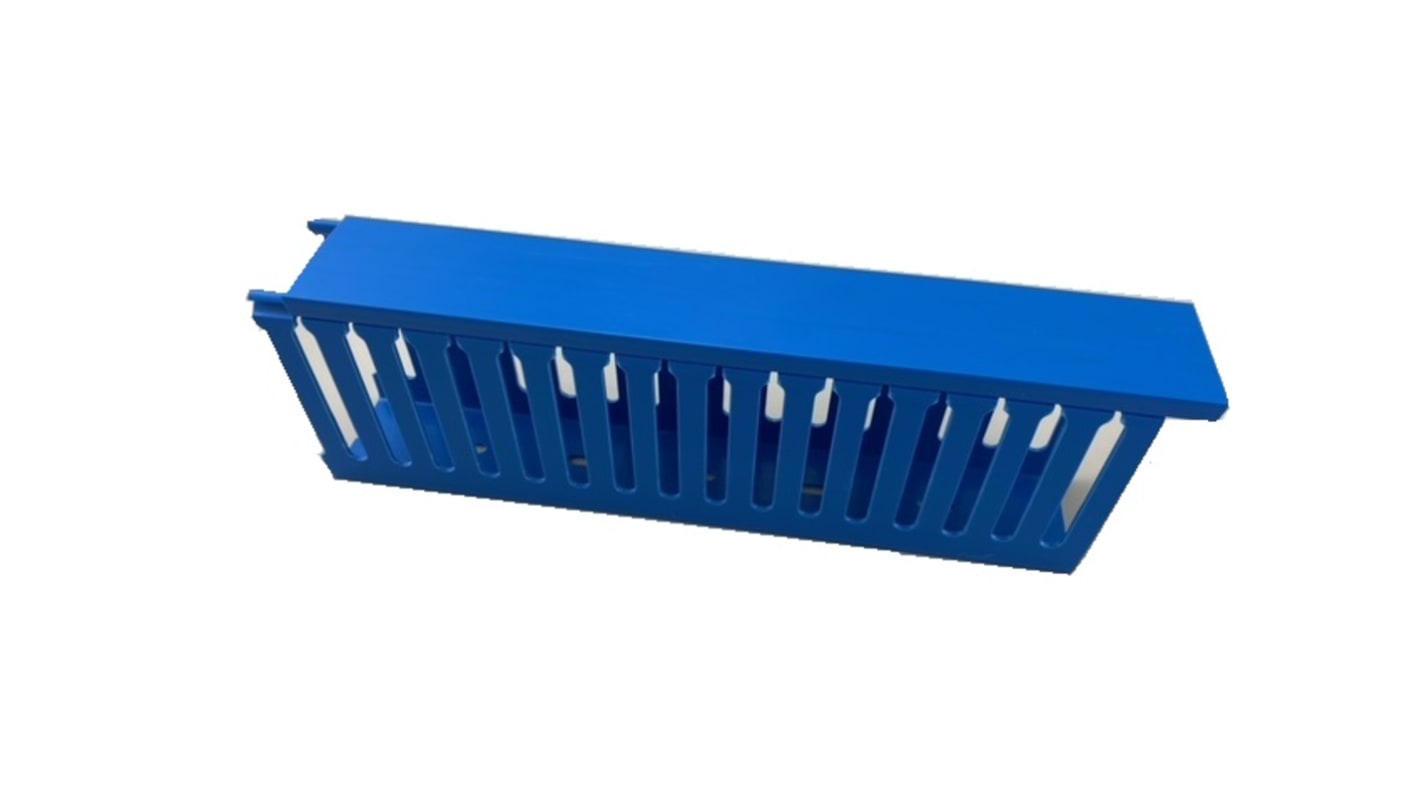 RS PRO Blue Slotted Panel Trunking - Open Slot, W25 mm x D50mm, L1m, PVC