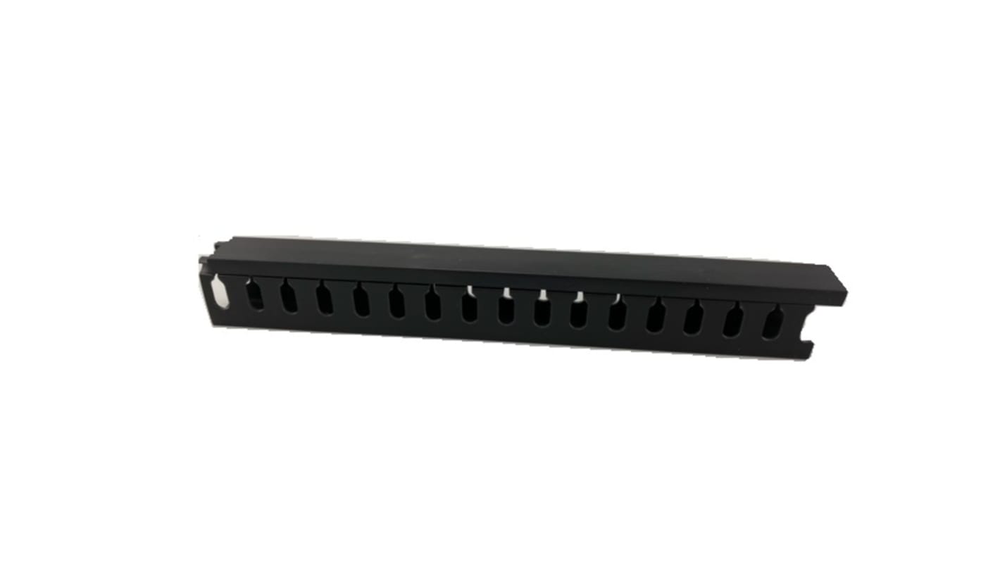 RS PRO Black Slotted Panel Trunking - Open Slot, W75 mm x D75mm, L2m, PVC
