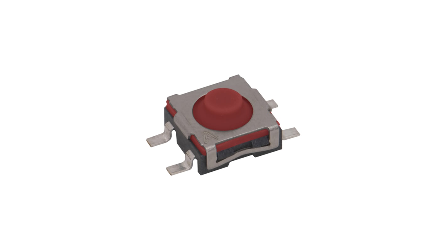 C & K IP54 Red Round Tactile Switch, SPDT 50 VA Surface Mount