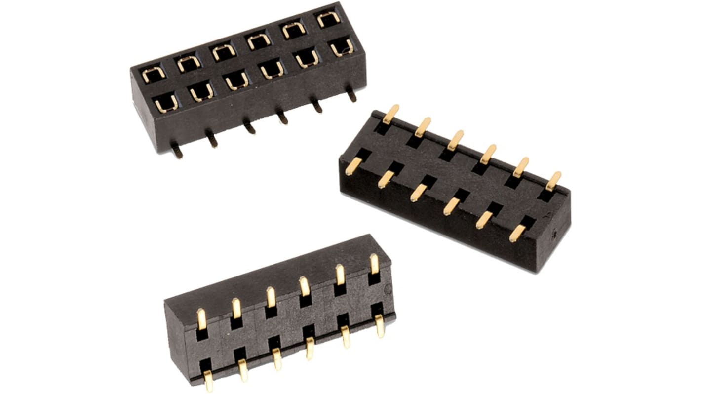 Conector hembra para PCB Entrada inferior Wurth Elektronik serie WR-PHD, de 18 vías en 2 filas, paso 2.54mm