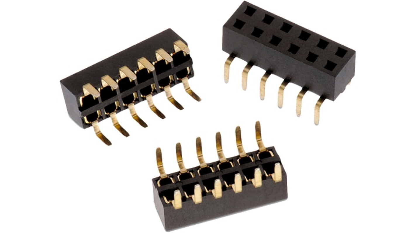 Conector hembra para PCB Entrada inferior Wurth Elektronik serie WR-PHD, de 10 vías en 2 filas, paso 2.54mm