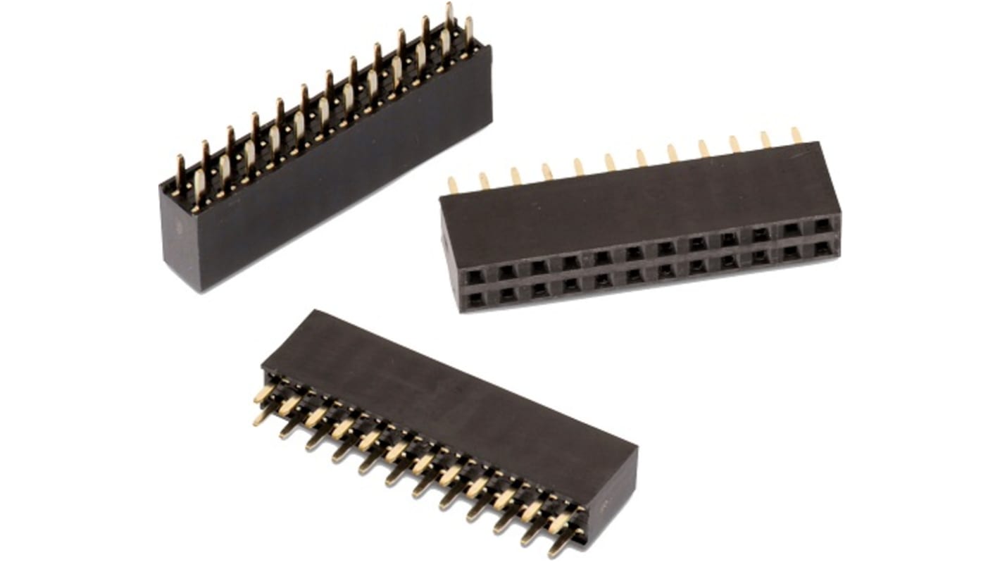 Conector hembra para PCB Wurth Elektronik serie WR-PHD, de 22 vías en 2 filas, paso 2.54mm
