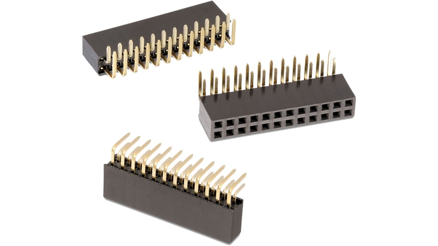 Conector hembra para PCB En Ángulo Wurth Elektronik serie WR-PHD, de 26 vías en 2 filas, paso 2.54mm