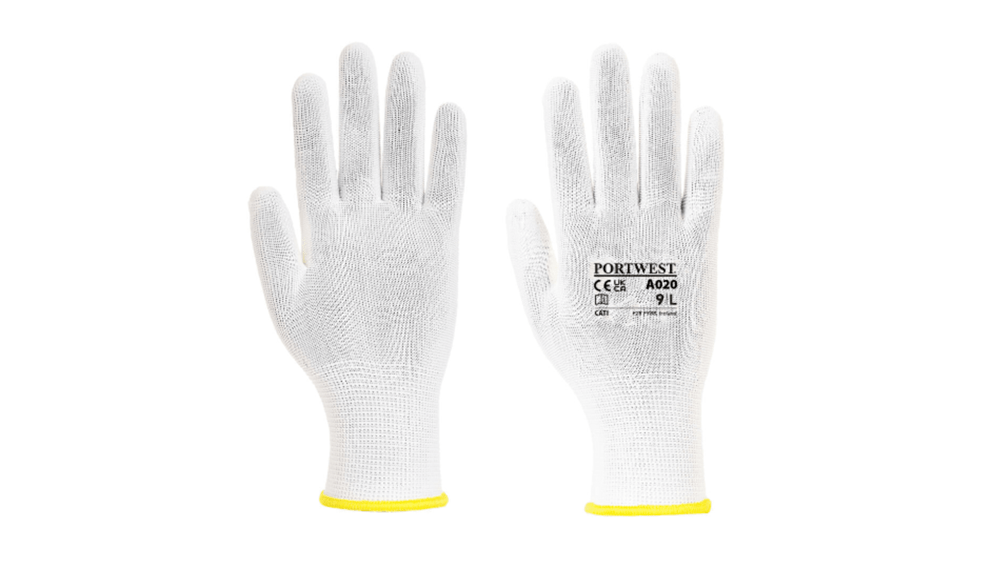 Portwest White Nylon General Purpose Work Gloves, Size 7, Small