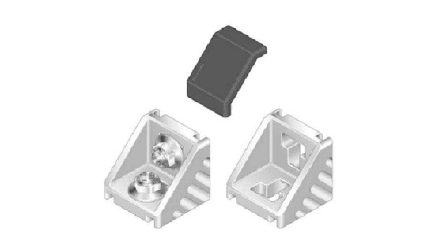 Staffa angolare Bosch Rexroth in Alluminio pressofuso, per profili da 45 mm, scalanatura da 10mm, M8, L. 45x45mm