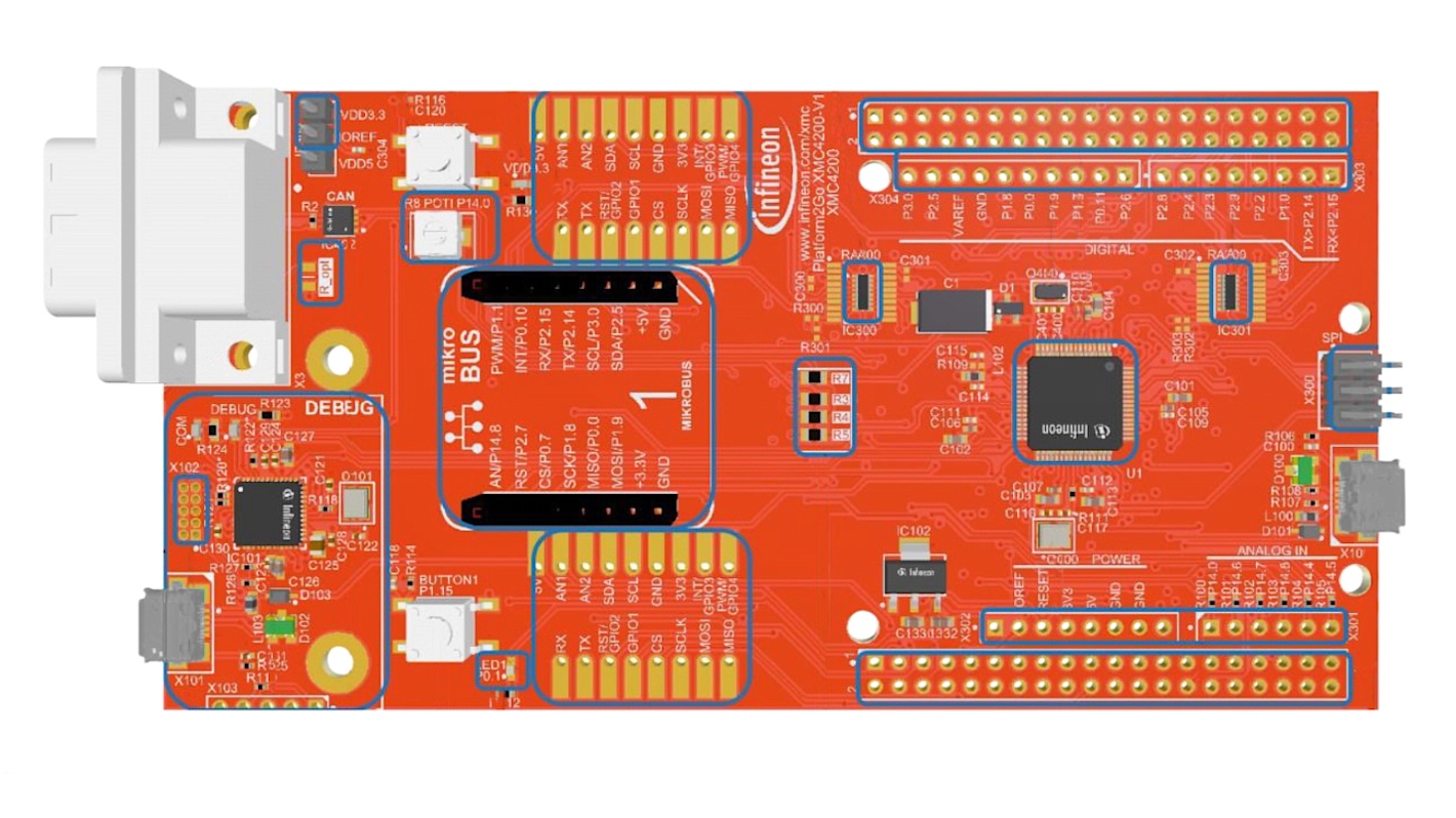 Placa de evaluación KIT-XMC-PLT2GO-XMC4200, con núcleo ARM Cortex M4