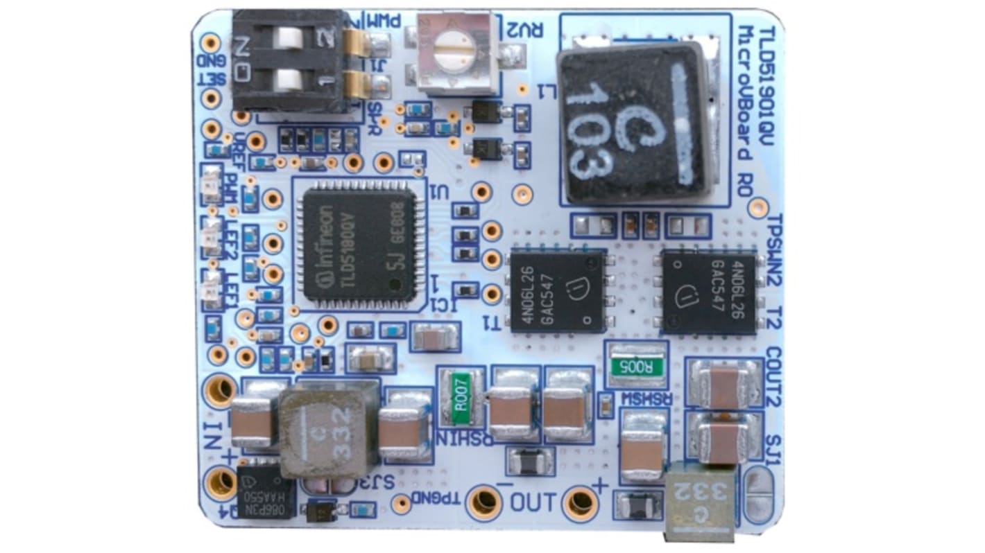 Płytka ewaluacyjna Infineon Regulator obniżający/podwyższający Płytka ewaluacyjna TLD5190 kompaktowy regulator napięcia