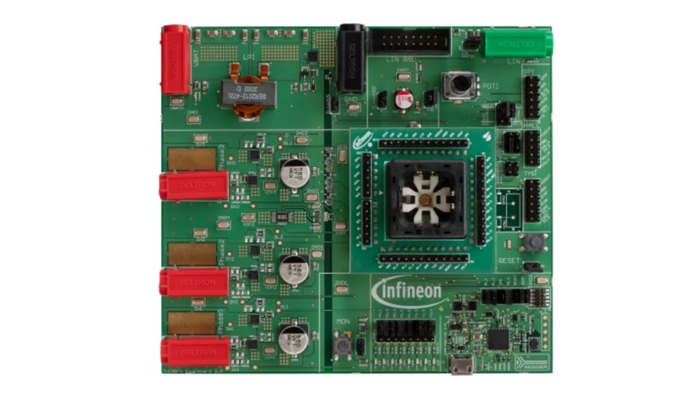 Infineon TLE987X EVALB-TQFP 3 Phase Motor Drive for B6-Bridge for BLDC motor drive, MOSFETS, UART for 3-phase