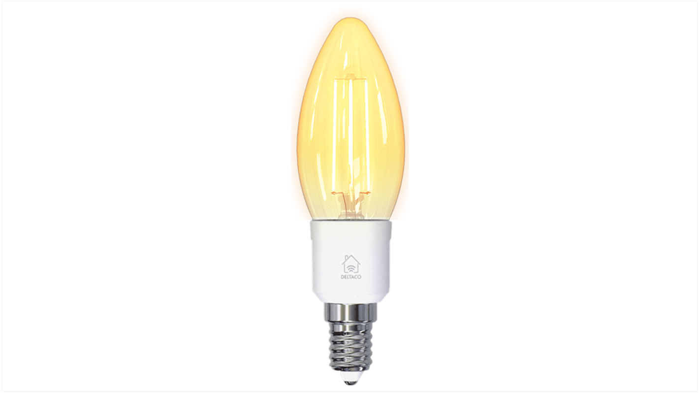 Lampadina smart Deltaco con base E14, 4,5 W, col. Bianco