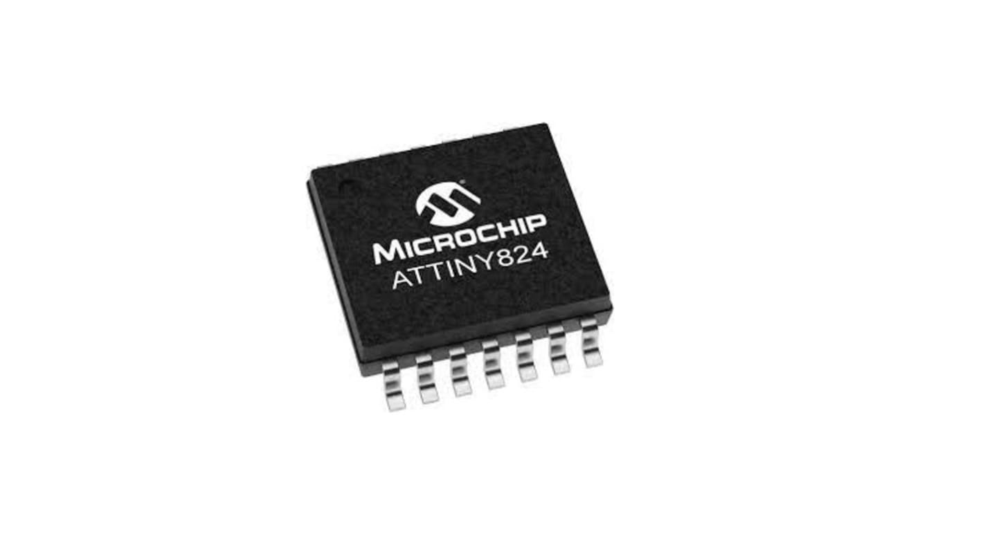 Microcontrolador Microchip ATTINY824-XU, núcleo AVR CPU, 20MHZ, TSSOP de 14 pines