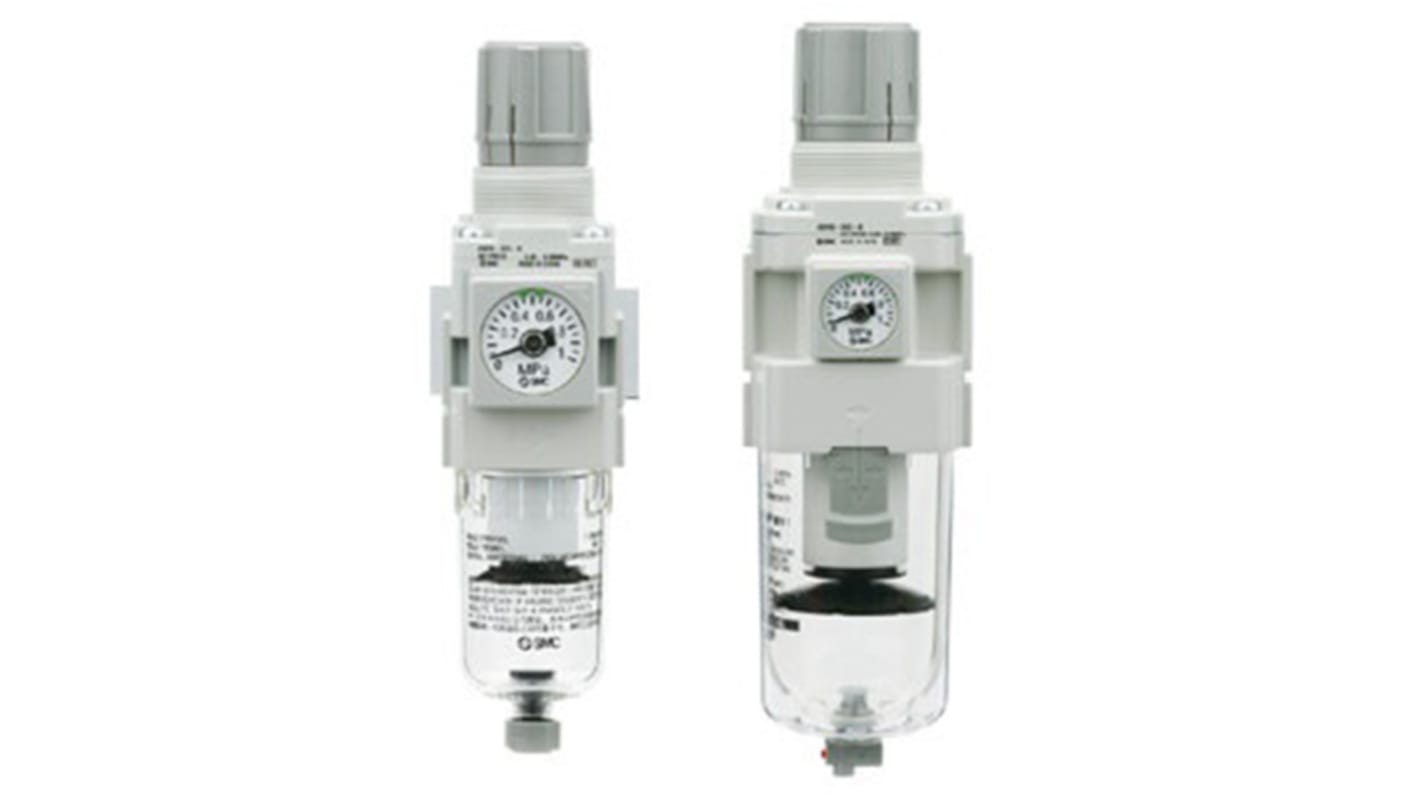 Regulador de filtro de aire SMC serie AW, G 1/4, grado de filtración 5μm, presión máxima 100 bar, con purga automática