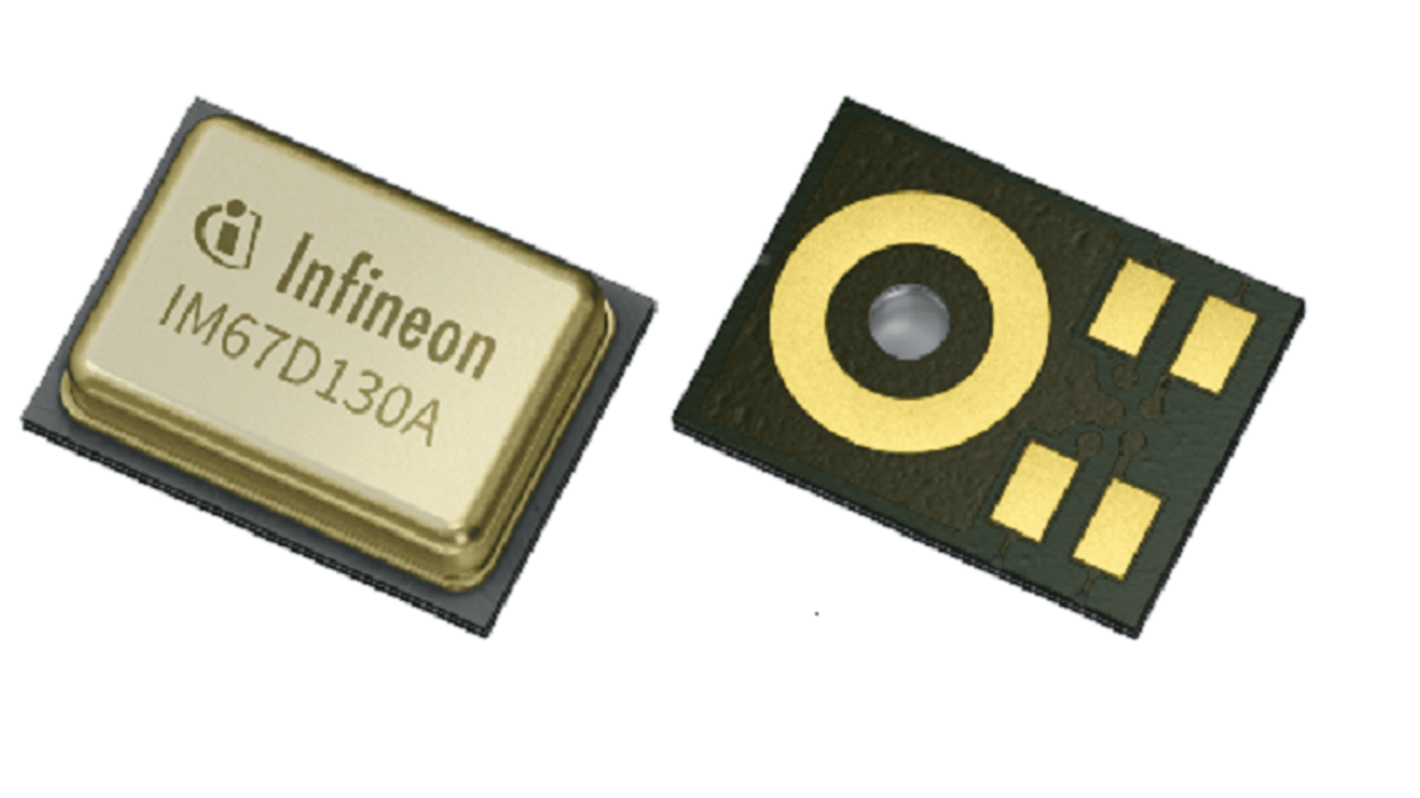 Infineon 5 Pin Microphone, Omni-Directional, Surface Mount, Digital (PDM) Output, PG-LLGA-5-4, 1.62-3.6V