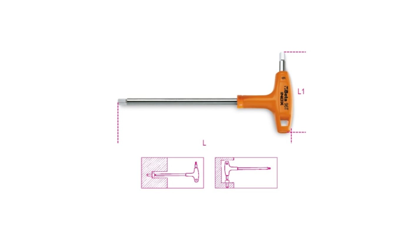 Chiave a brugola a T BETA, Metrico, 10mm, con braccio Lungo