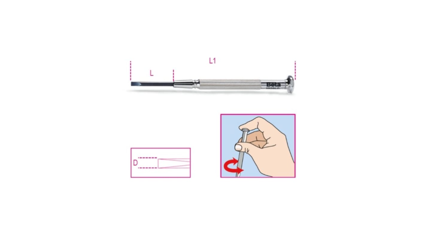 Cacciavite di precisione A taglio 1,2 mm BETA, lungh. lama 21 mm