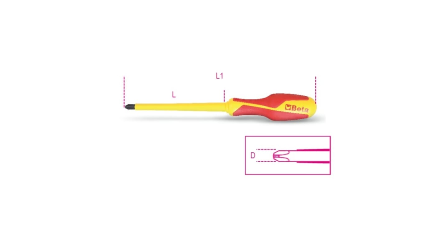 Cacciavite isolato 3 x 8 mm BETA, lungh. lama 150 mm