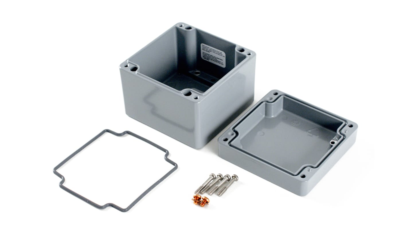 Caja de uso general Hammond de Aleación de Aluminio Presofundido Gris, 100 x 100 x 81mm, IP68