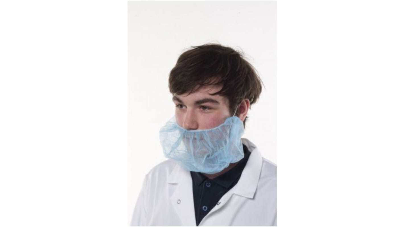 Reldeen White Disposable Beard Mask for Food Industry Use, One-Size, Beard Mask Type, Non-Metal Detectable