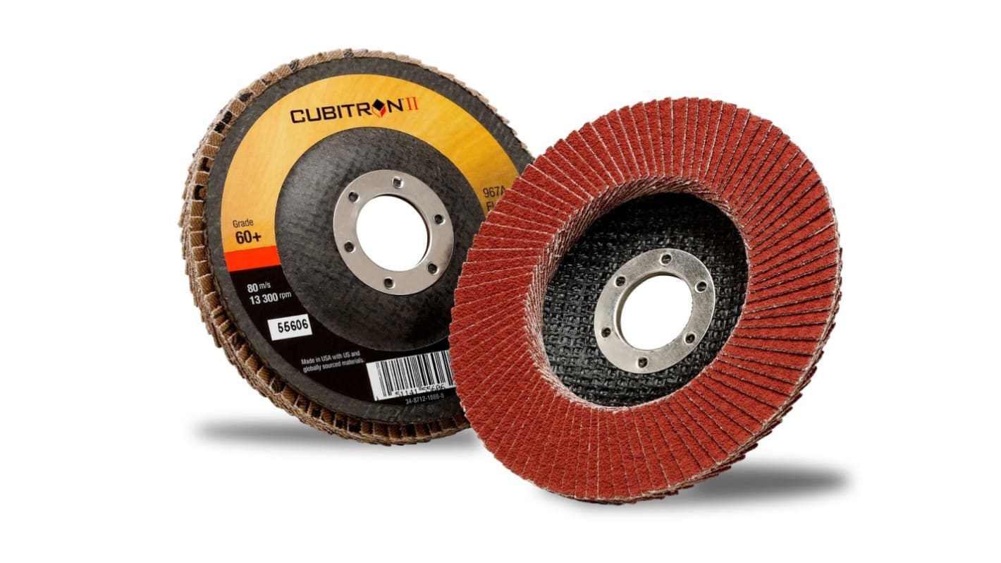 3M Cubitron II Ceramic Flap Disc, 115mm, 80+ Grade, 165μm Grit, 7000104361, 1400 in pack