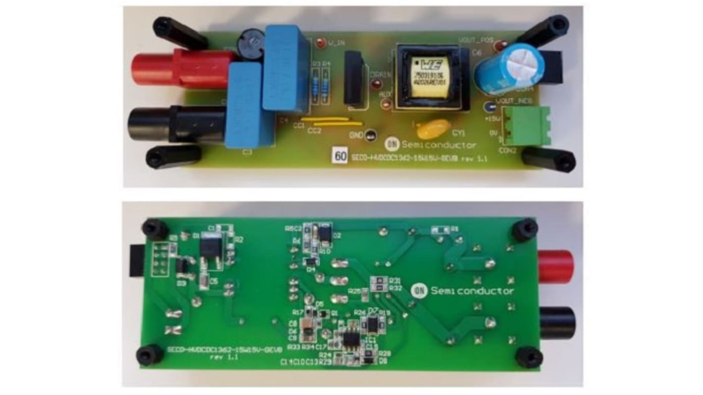 Carte d'évaluation de l'alimentation MOSFET, Contrôleur de Flyback PSR, Diode SiC NCV1362AADR2G, NVHL160N120SC1