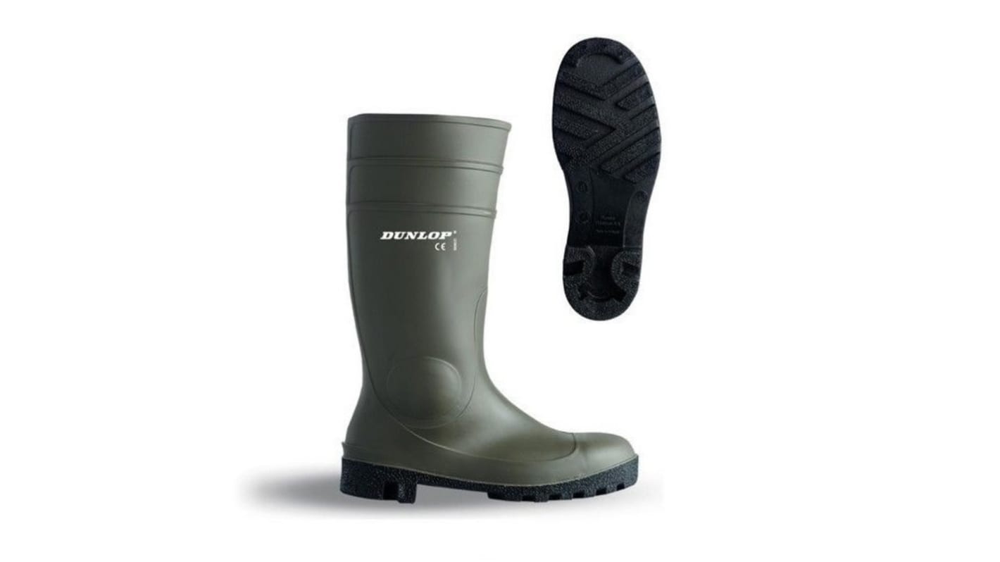 Scarponcini antinfortunistici S5 Dunlop da  Unisex tg. 42, col. Verde , resistenti all'acqua, con puntale di sicurezza