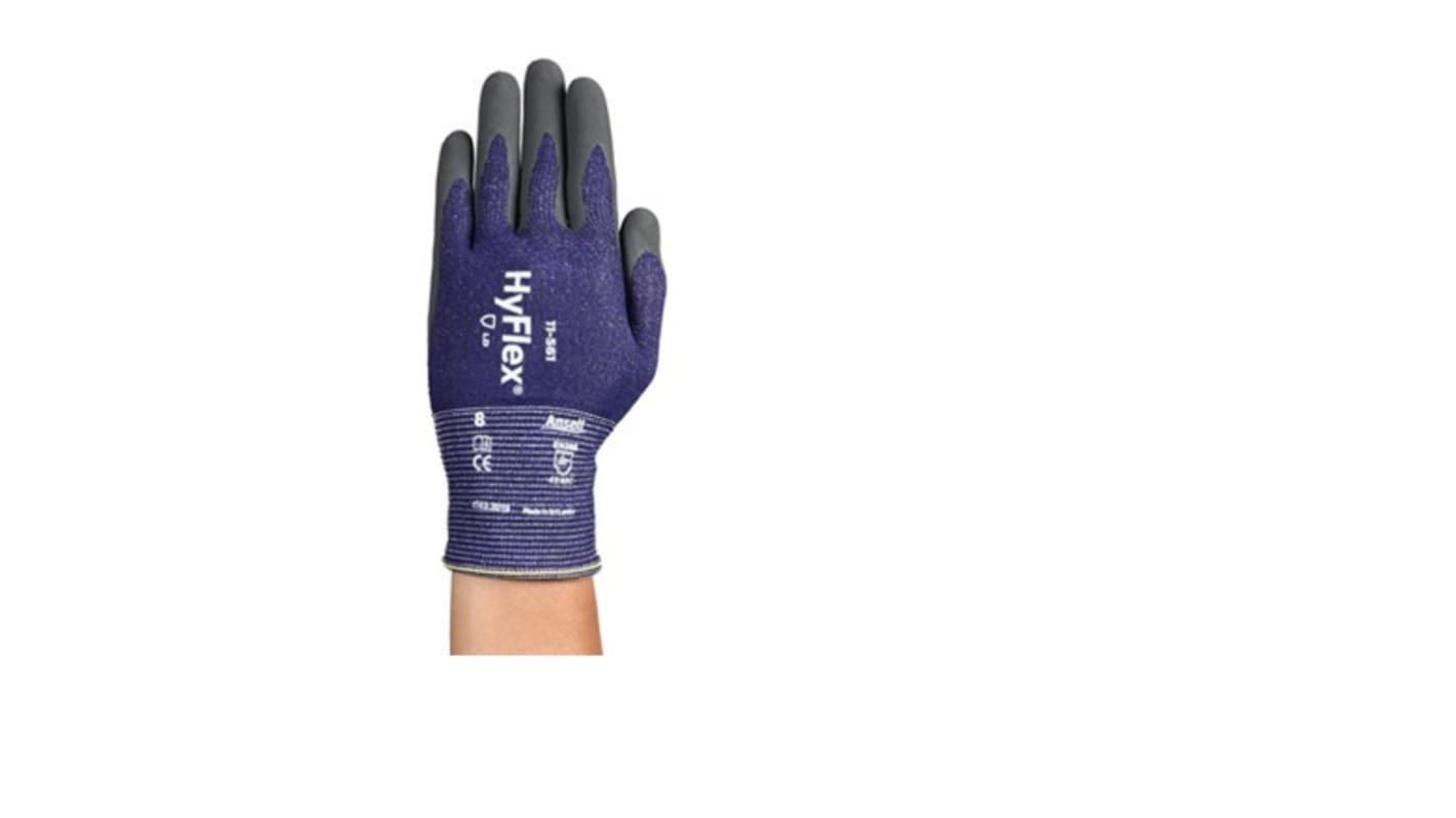 Ansell HyFlex Blue Ansell INTERCEPT Technology (Liner) Work Gloves, Size 7, Small, Nitrile Coating