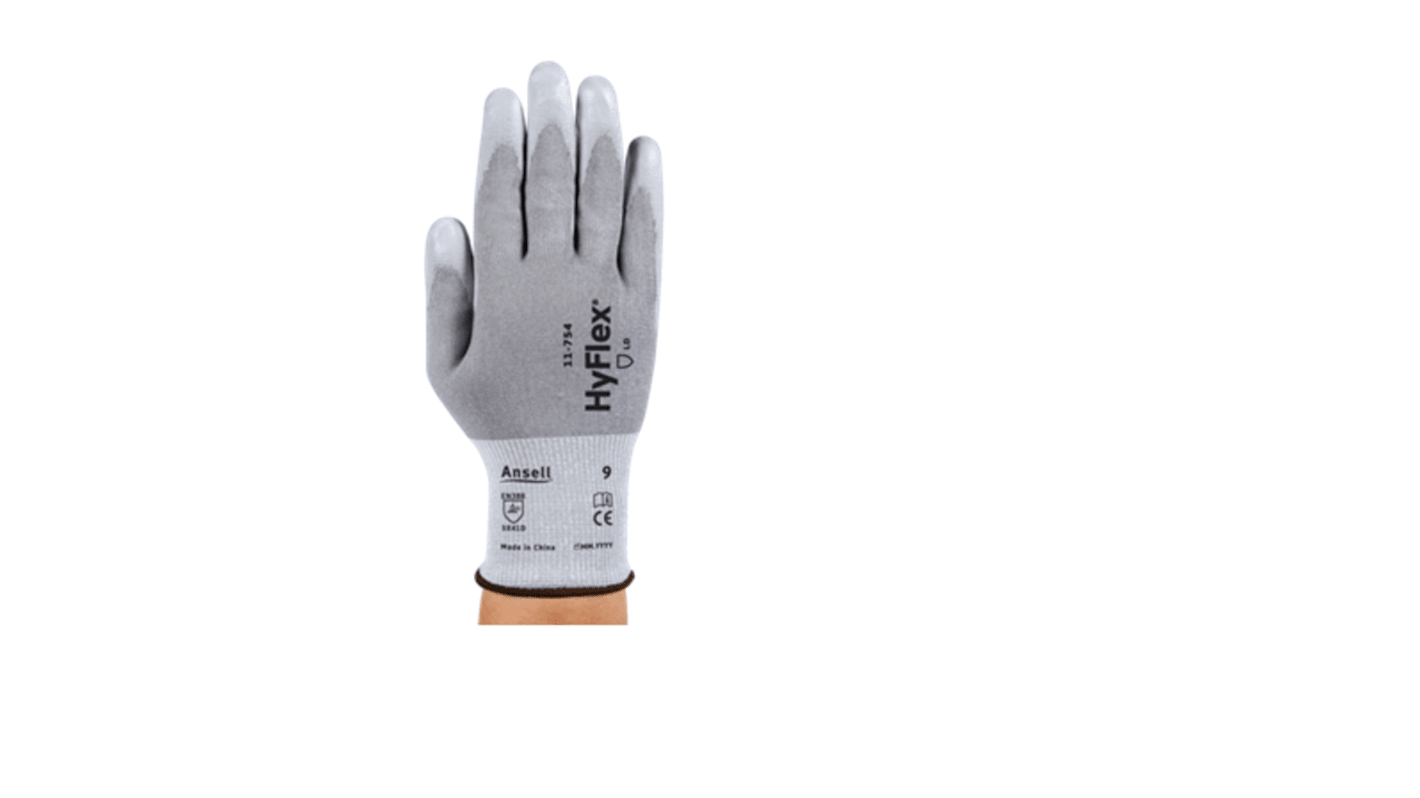 Ansell HyFlex Grey Cut Resistant, General Purpose Work Gloves, Size 6, XS, Polyurethane Coating