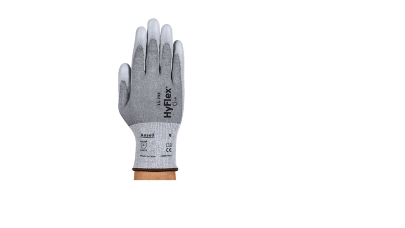 Ansell HyFlex Grey Cut Resistant, General Purpose Work Gloves, Size 7, Polyurethane Coating