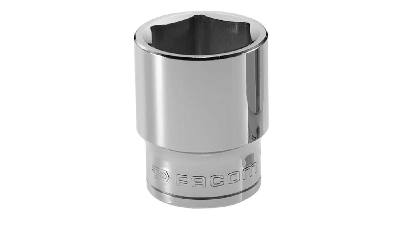 Facom 1/2 in Drive 7/16in Standard Socket, 6 point, 36 mm Overall Length