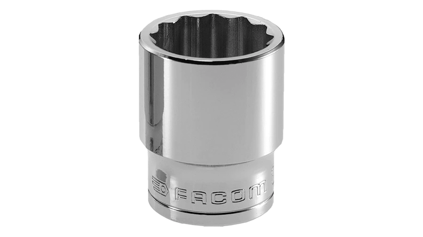 Facom 1/2 in Drive 7/8in Standard Socket, 12 point, 38 mm Overall Length