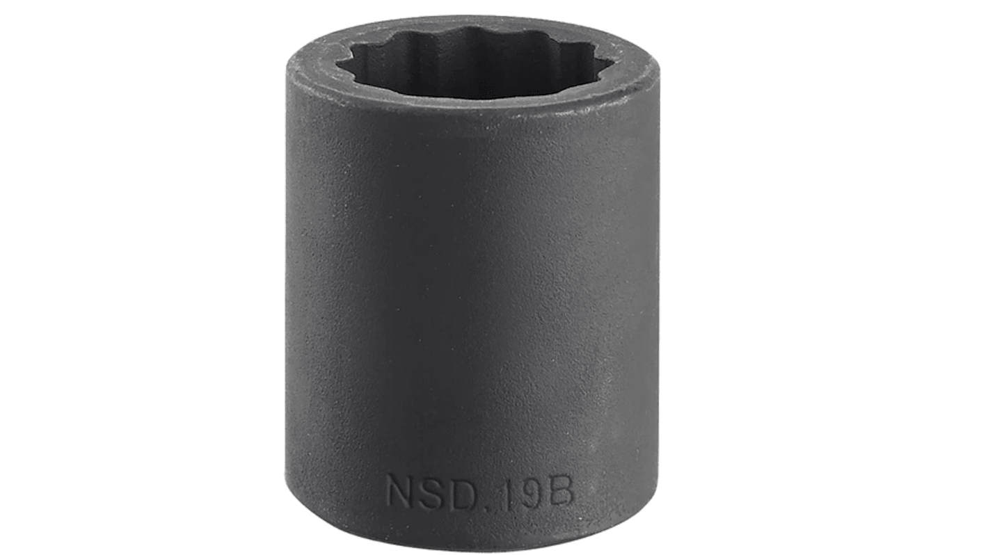 Facom 15mm, 1/2 in Drive Impact Socket Standard Impact Socket, 38 mm length