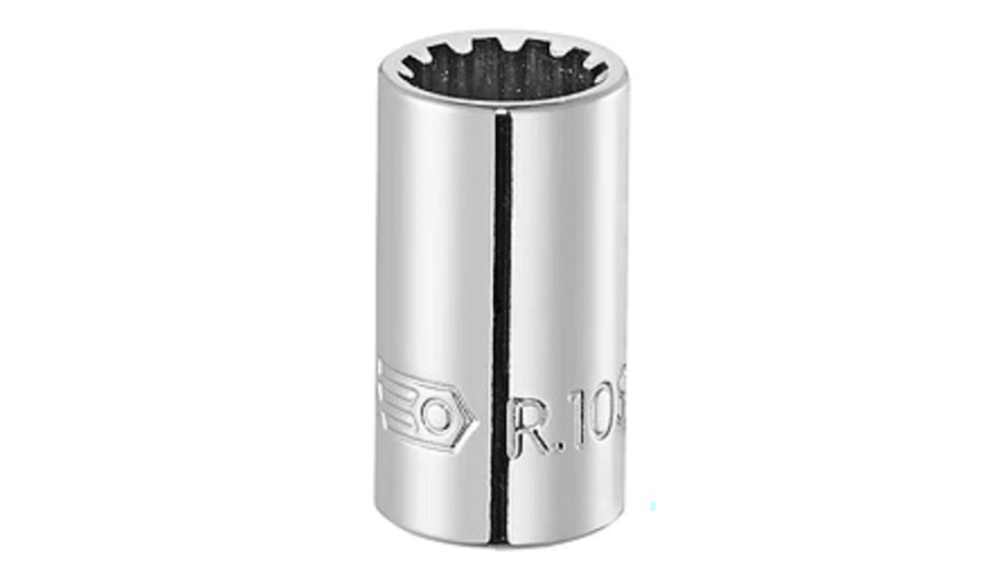 Facom 1/4 in Drive 5/16in Standard Socket, Spline, 22 mm Overall Length