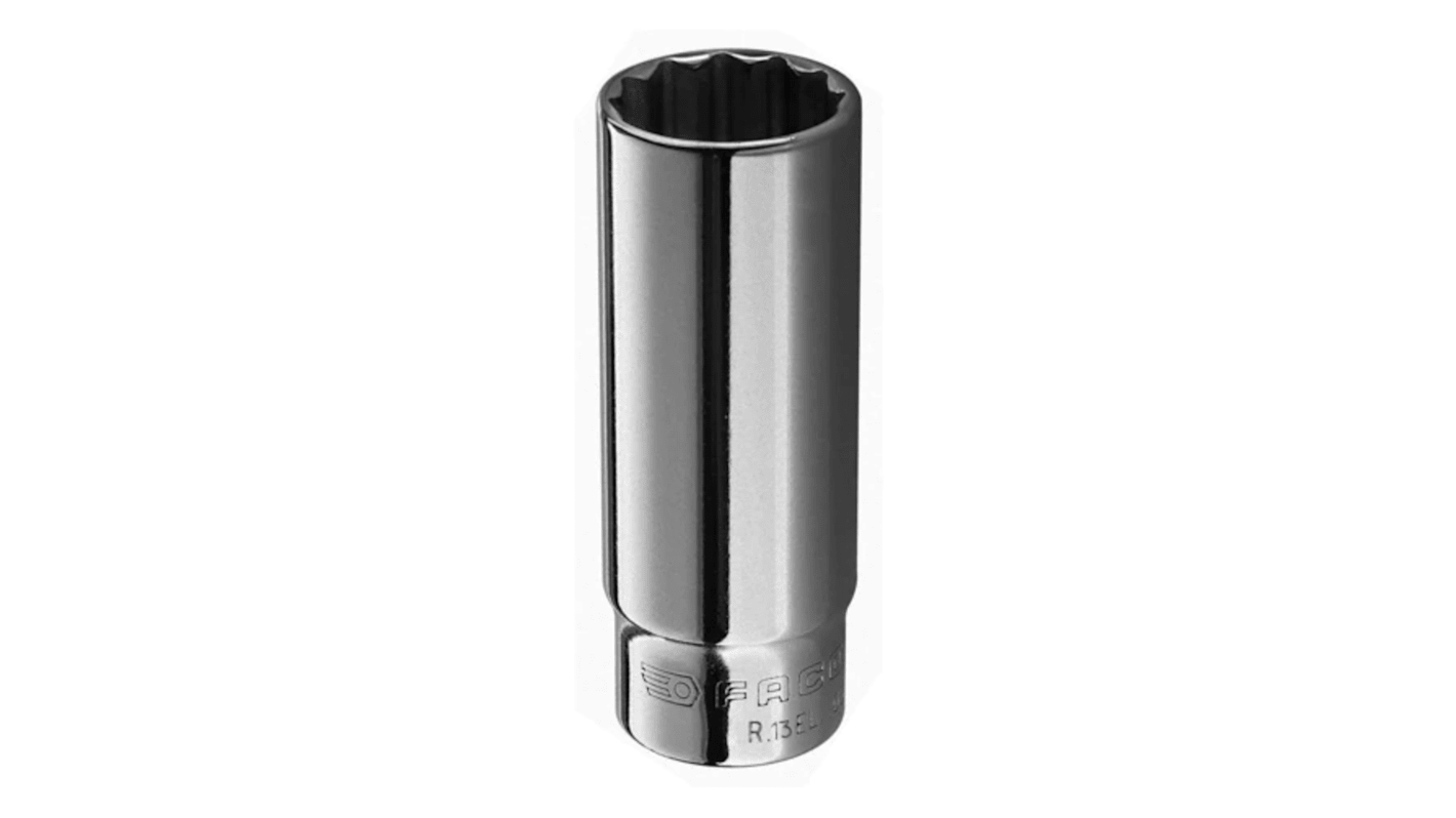 Facom 1/4 in Drive 13mm Deep Socket, 12 point, 50 mm Overall Length