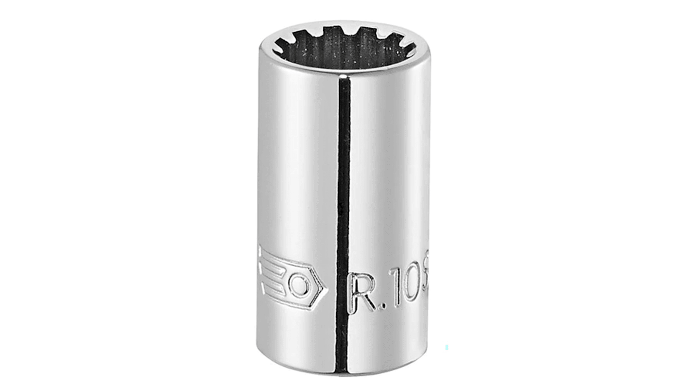 Facom 1/4 in Drive 7/32in Standard Socket, Spline, 22 mm Overall Length