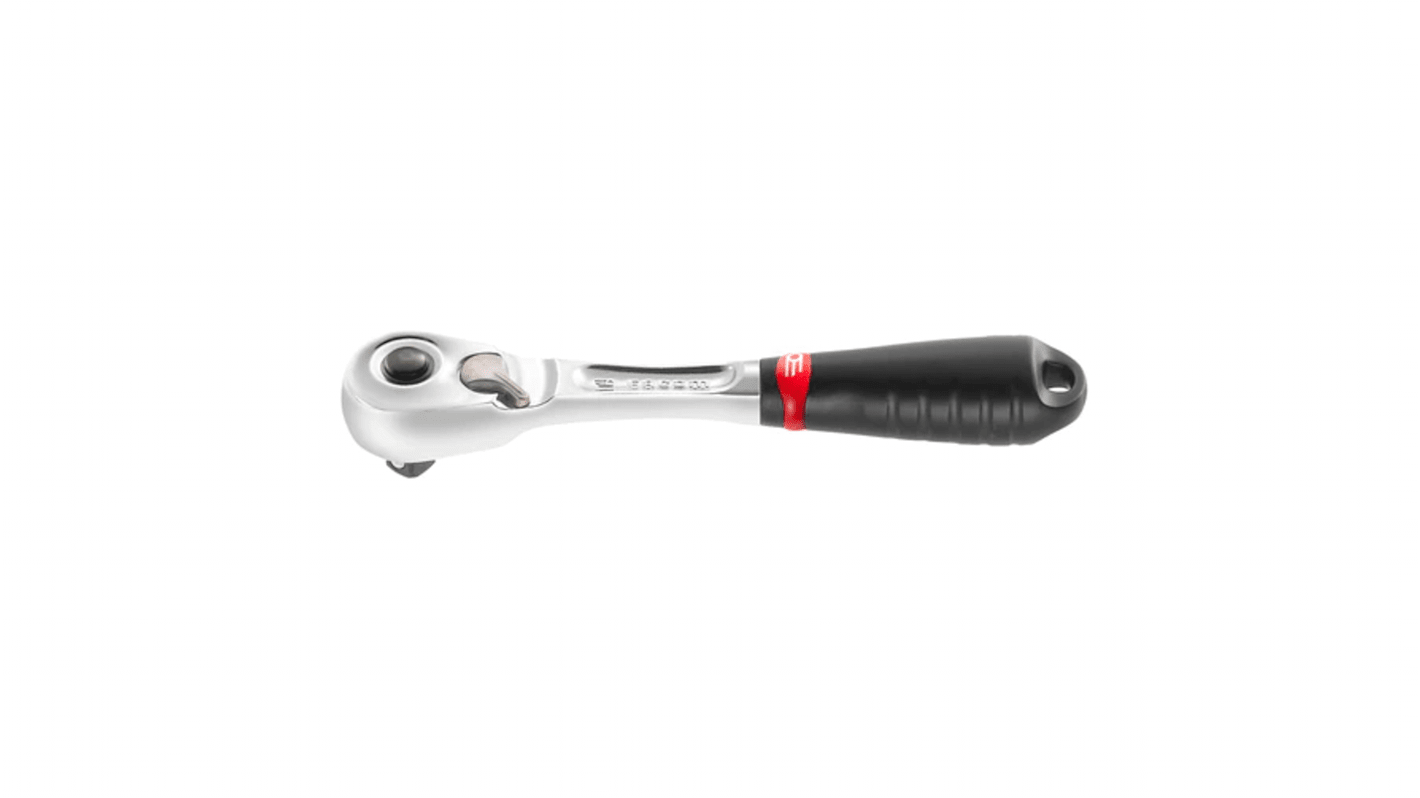 Facom 1/4 in Square Socket Wrench with Ratchet Handle, 121 mm Overall