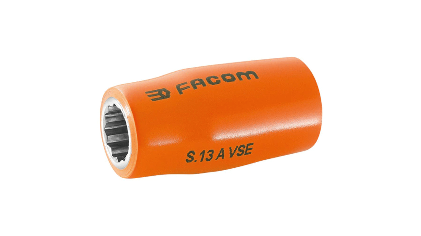 Facom 1/2 in Drive 21mm Insulated Standard Socket, 12 point, VDE/1000V, 52 mm Overall Length