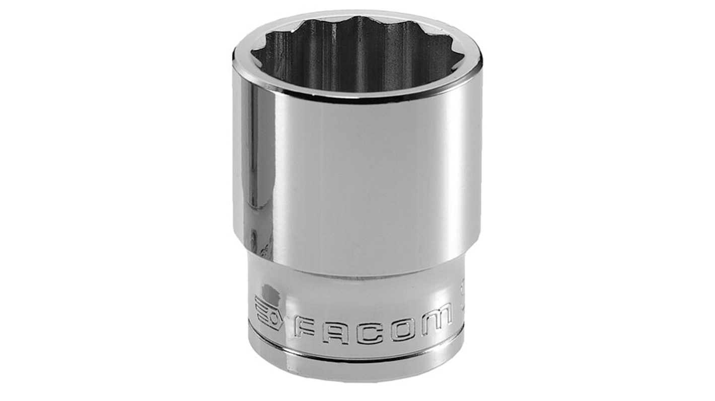 Facom 1/2 in Drive 34mm Standard Socket, 12 point, 44 mm Overall Length