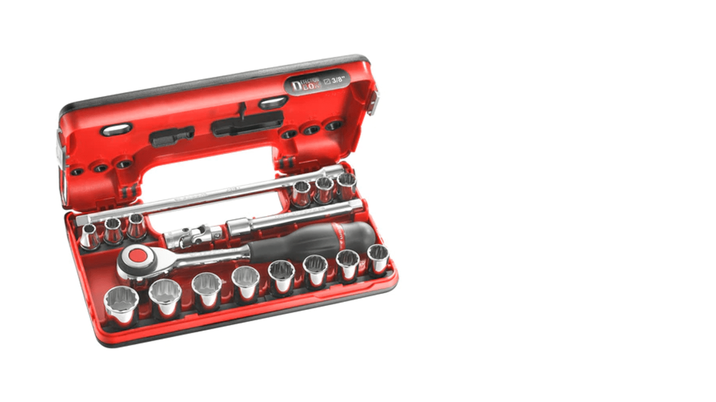 J.360DBOX112 18Piece Metric 3/8 in Standard Socket Set with