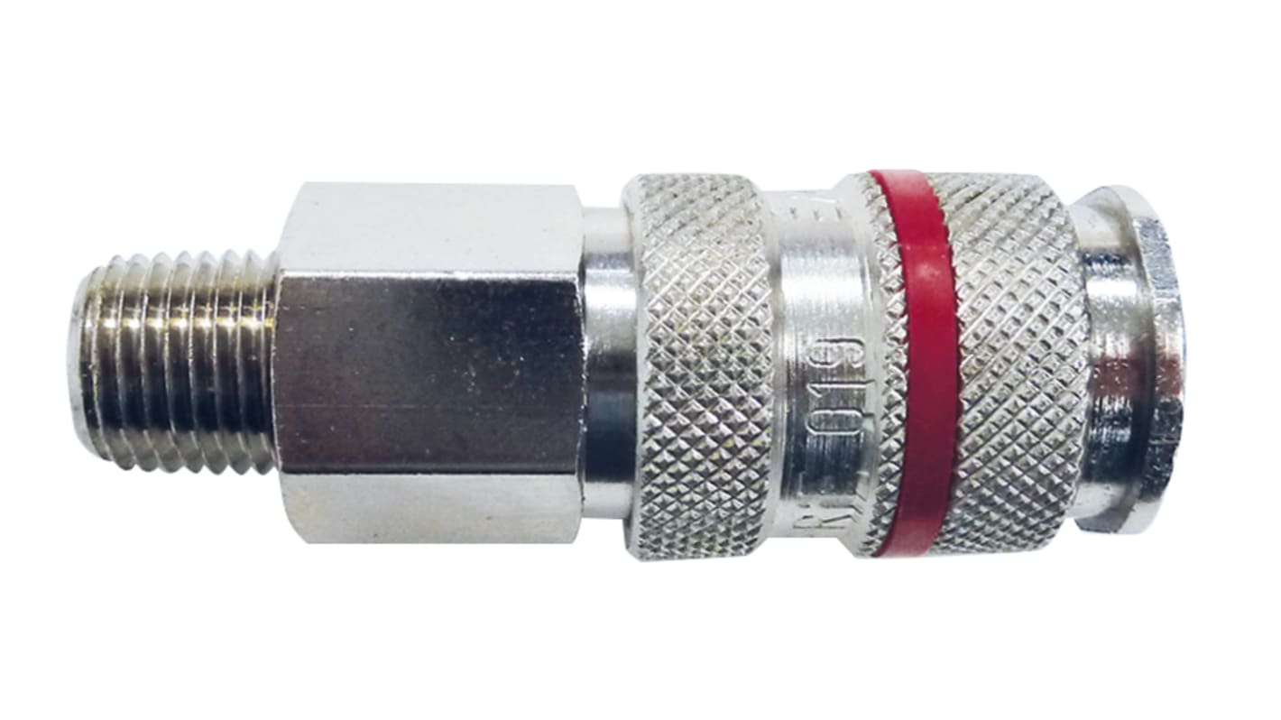 RS PRO Nickel Plated Steel Female Pneumatic Quick Connect Coupling, 3/8 in Female Threaded