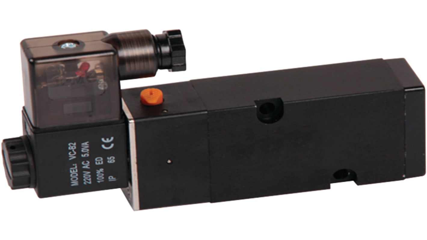 RS PRO 3/2 interchangeable, 5/2 Pneumatic Solenoid Valve - Solenoid/Spring G 1/4